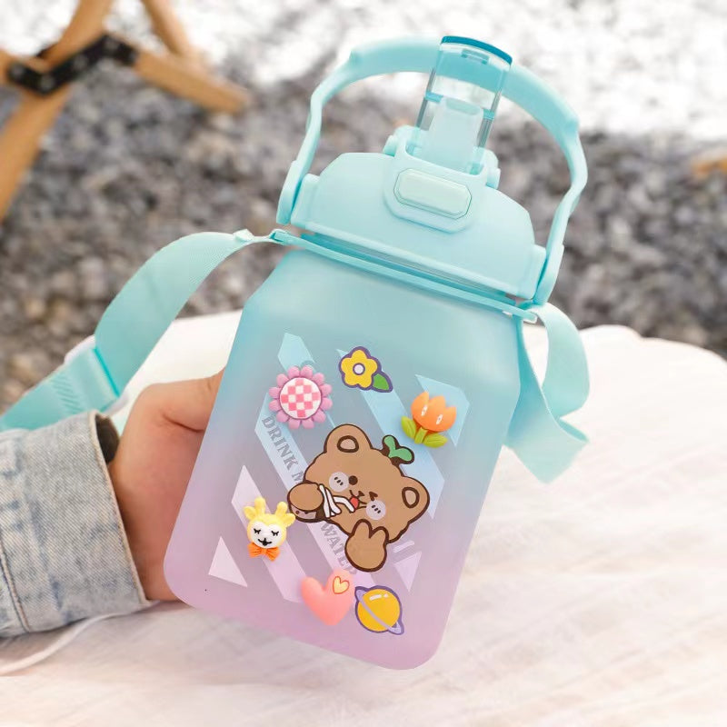 018【BPA FREE】Frosted Large four colors bottle with straw leak proof durable 1.2L 1200ml outdoor