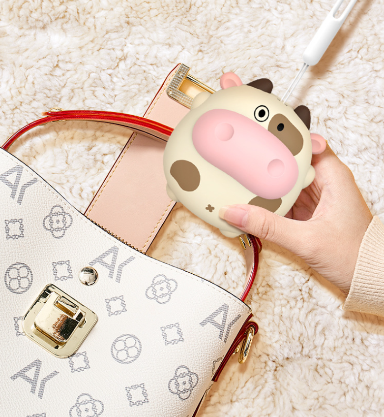 【NS02】Christmas Cow Cute Hand Warmer Winter Mini Heater Portable Quick Heating Multifunctional USB Rechargeable Outdoor Traveling Hiking Use