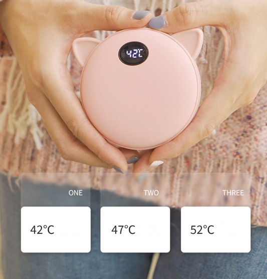 【NS04】  Cute Hand Warmer Winter Intelligent Digital Display Temperature Power Bank Mini Heater Portable Quick Heating Multifunctional USB Rechargeable 2 in 1 Charging Outdoor Traveling Hiking Use