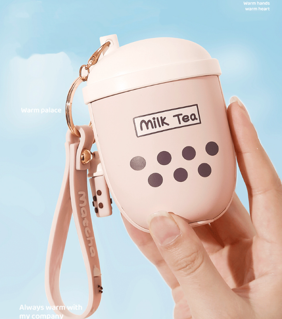 【NS05】  Cute Milk Tea Bubble Tea Hand Warmer Winter Intelligent Digital Display Temperature Power Bank Mini Heater Portable Quick Heating Multifunctional USB Rechargeable 2 in 1 Charging Outdoor Traveling Hiking Use