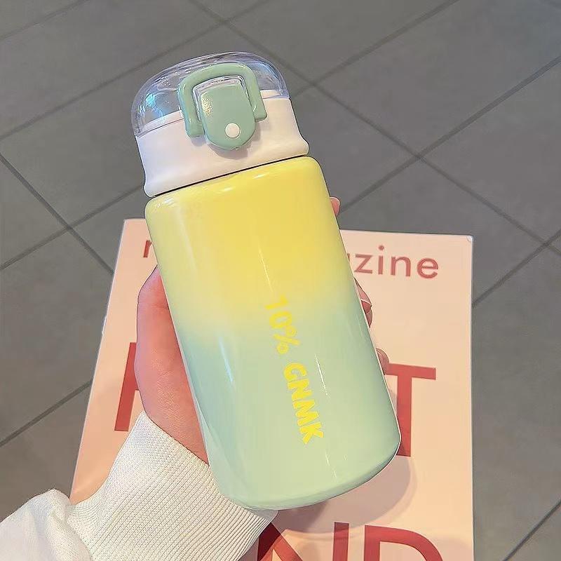 035【BPA FREE】 400ml gradient color  vaccum cup colorful Stainless Steel Thermos Mug water bottle cute water bottle