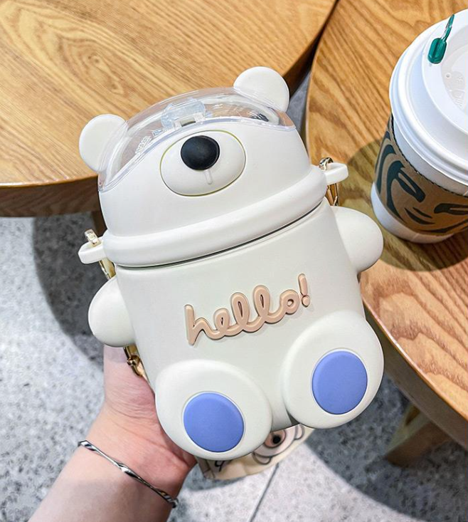 031【BPA FREE】 520ml cute bear  vaccum cup Stainless Steel Thermos Mug water bottle cute water bottle