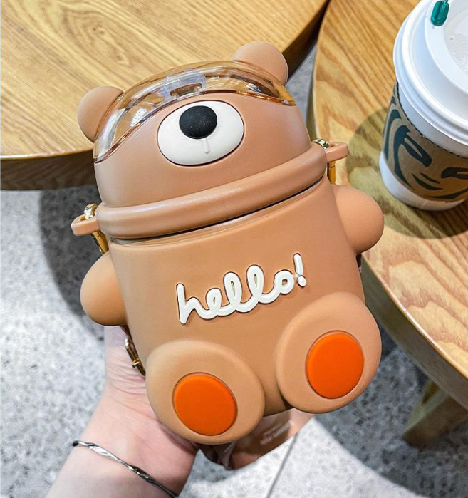 031【BPA FREE】 520ml cute bear  vaccum cup Stainless Steel Thermos Mug water bottle cute water bottle