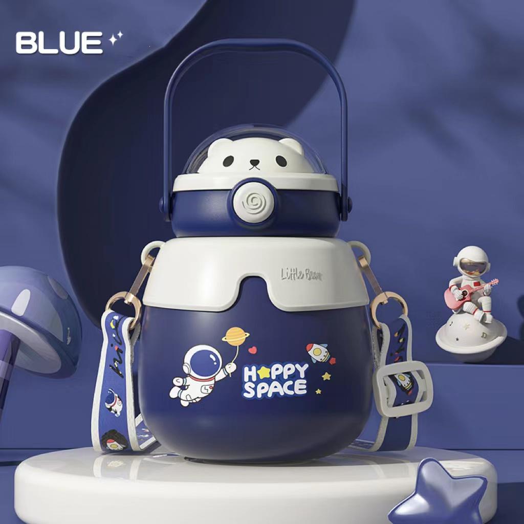 032【BPA FREE】600ml cute bear astronaut space bear vaccum cup Stainless Steel Thermos Mug water bottle cute water bottle