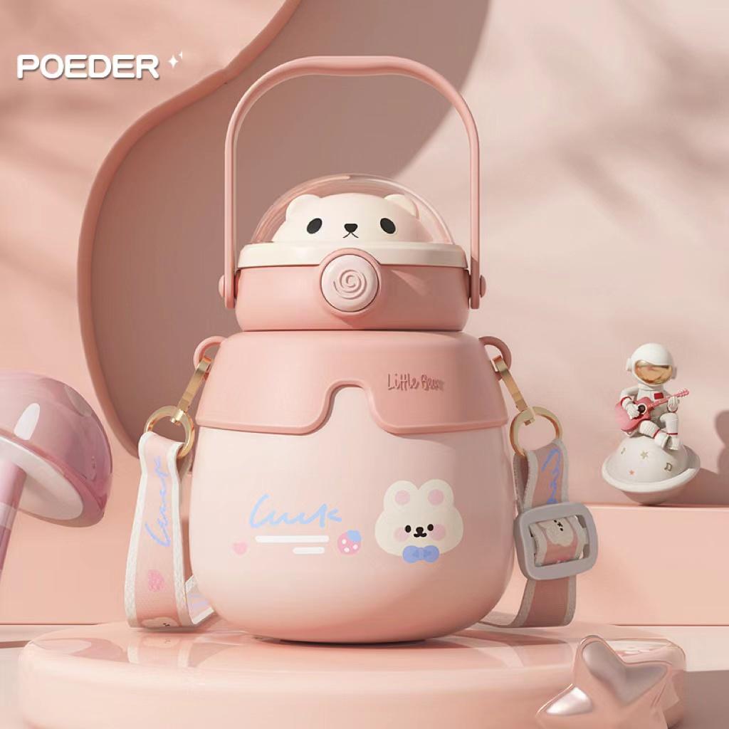 032【BPA FREE】600ml cute bear astronaut space bear vaccum cup Stainless Steel Thermos Mug water bottle cute water bottle