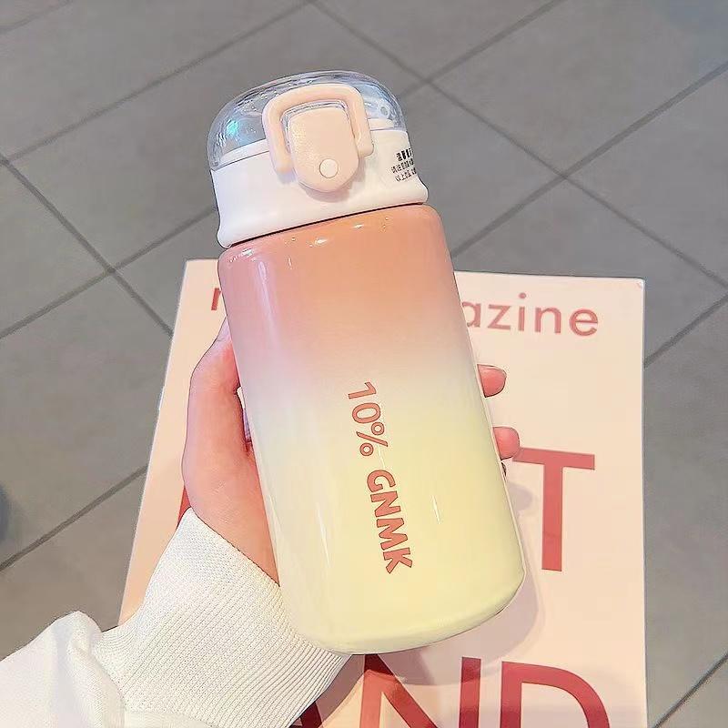 035【BPA FREE】 400ml gradient color  vaccum cup colorful Stainless Steel Thermos Mug water bottle cute water bottle